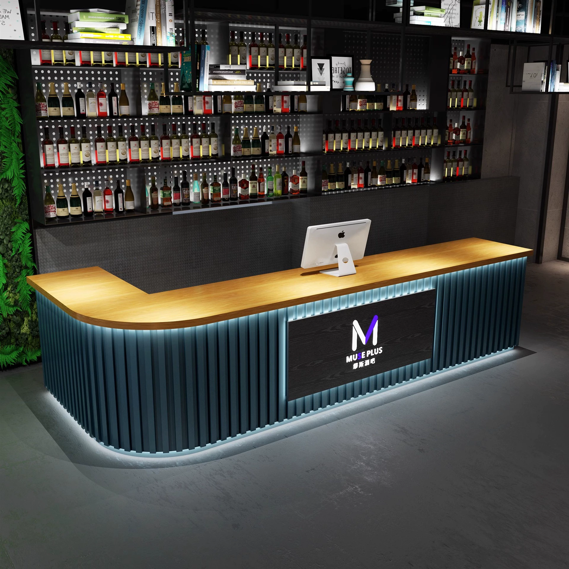 Ретро-индустриальный стиль, бар, кофе, бильярдный зал, касса отеля, ресторан-хот-пот, тренажерный зал, стойка регистрации, стойка регистрации