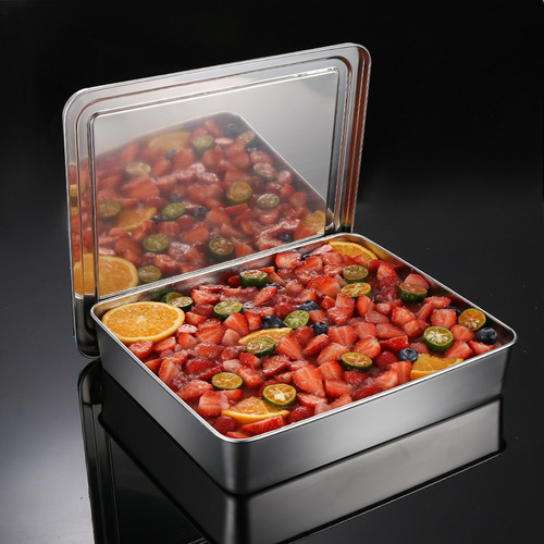 Tiramisu plate stainless steel square plate trendy cake baking pan iron box container dish deep flat plate tray box