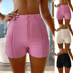 Cross-Border European and American Amazon Foreign Trade Summer Hot Girl Fashion New Sexy Shorts High Waist Tight Hip-Hugging Hot Pants for Women