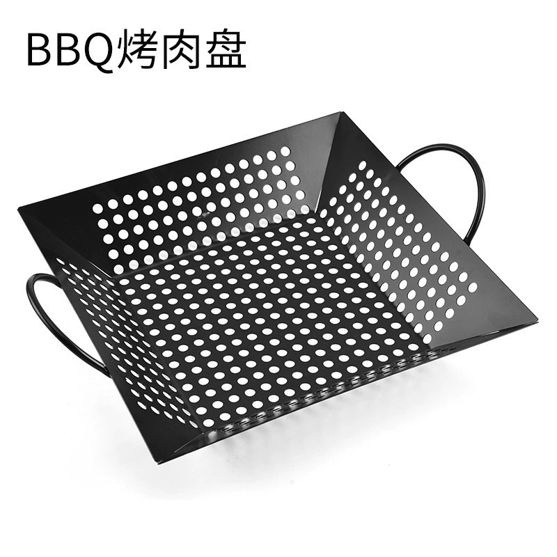 Placa de barbacoa de verduras de grado alimenticio, cesta de barbacoa de pintura antiadherente negra, bandeja de horno perforada, accesorios de horno, venta caliente transfronteriza