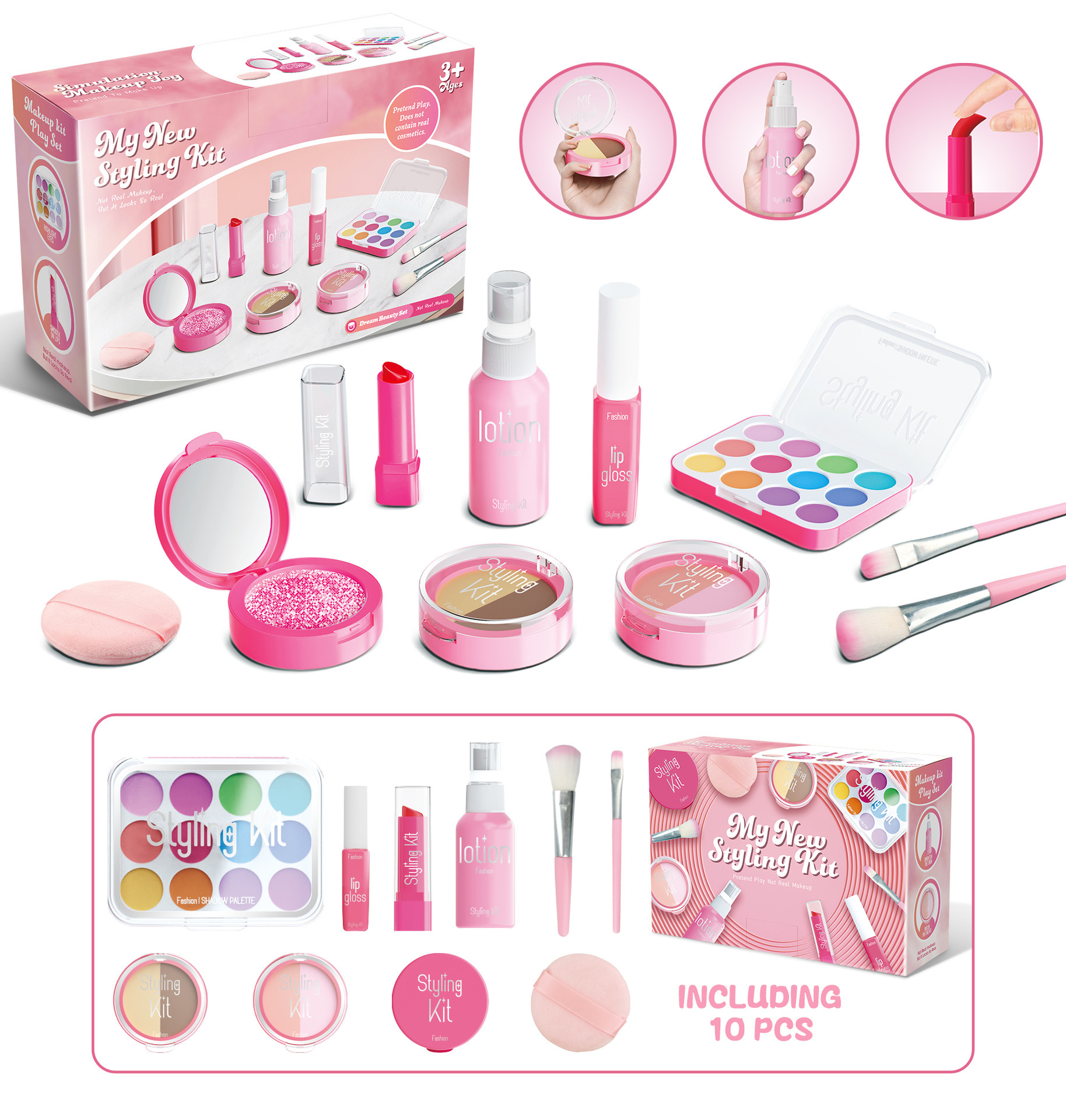 Navidad infantil imitación de sombras de ojos maquillaje juguetes de maquillaje para niñas en el hogar no borrable princesa maquillaje cubierta