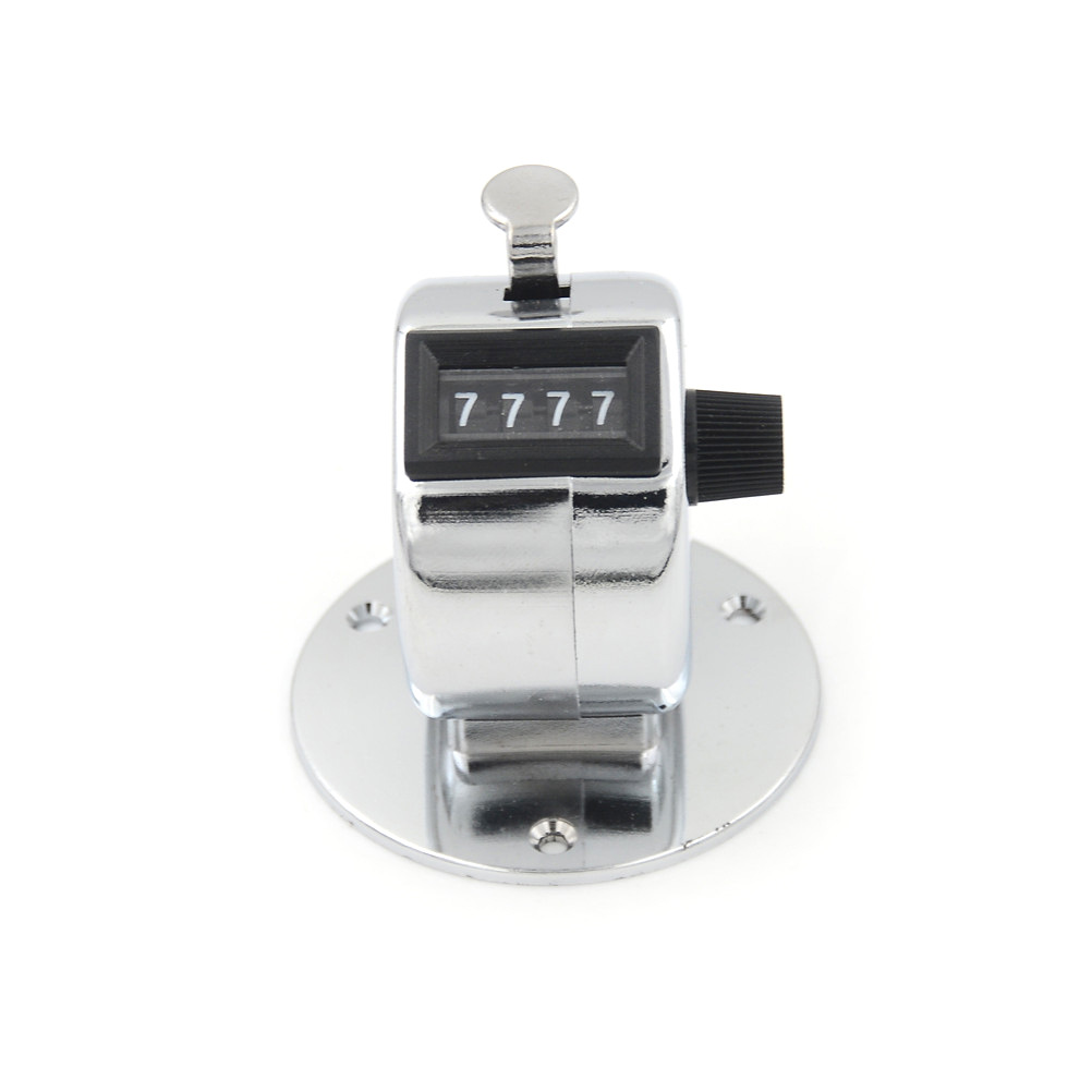 4-digit manual hand-operated mechanical clapper counter with circular base
