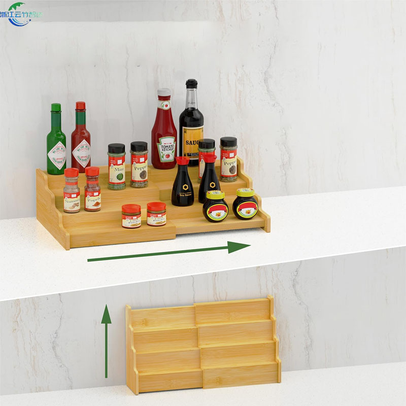 Amazon estante de cocina de bambú de tres capas de botellas de condimento de acero inoxidable fácil de tomar