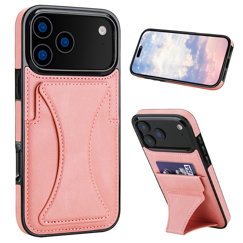 梦幻插卡皮纹折叠适用iPhone17手机壳跨境卡包支架苹果16防摔皮套|undefined