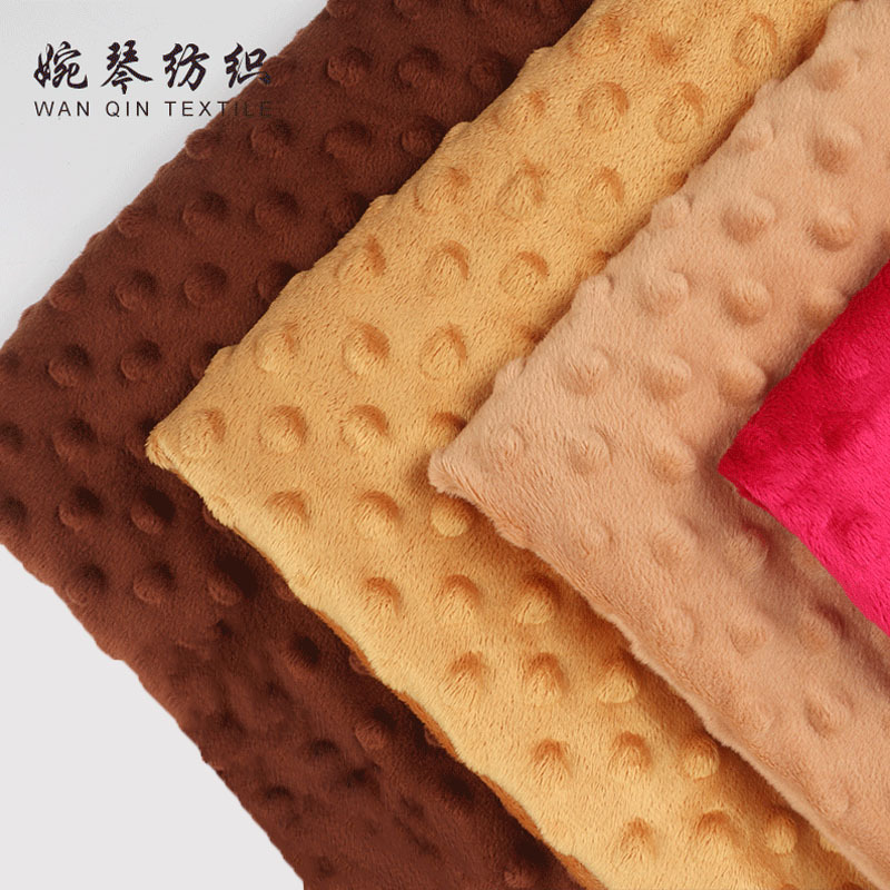 厂家供应 超柔压泡面料 豆豆绒毛毯玩具家纺压泡布料 装饰布料