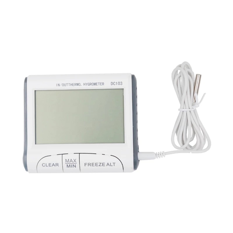 DC103室内外温湿度计带时钟日期便携式霜报带探头温湿度计