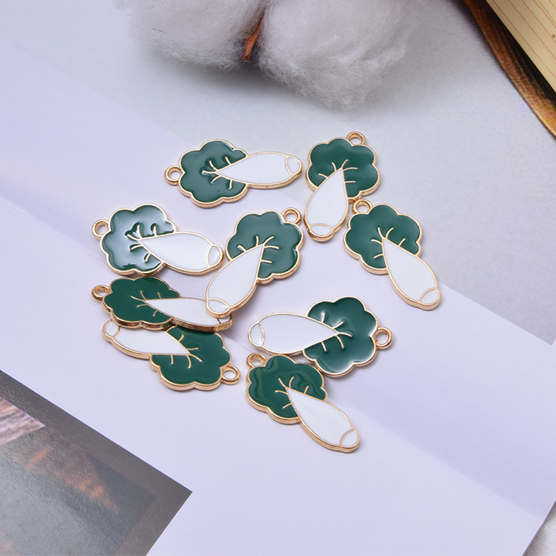 Korean Diy Jewelry Accessories Vegetable Drip Oil Alloy Cabbage Small Pendant display picture 3