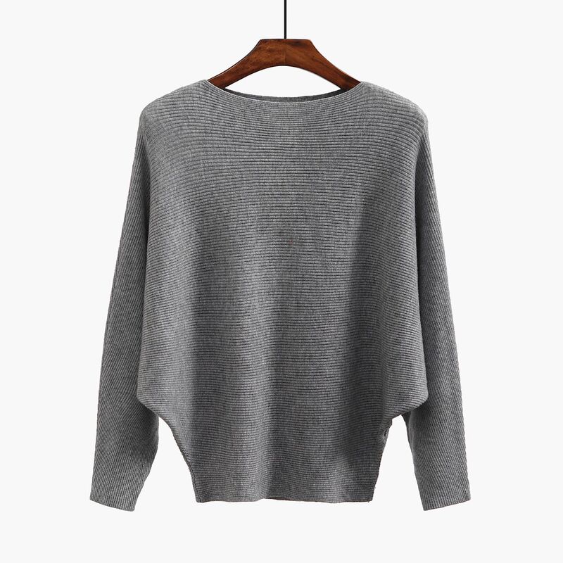 Off-Shoulder Batwing Sleeve Plus-Size Pullover Sweater for Women, Loose Fit, Flattering, Oversized, Short Top for Spring and Autumn
