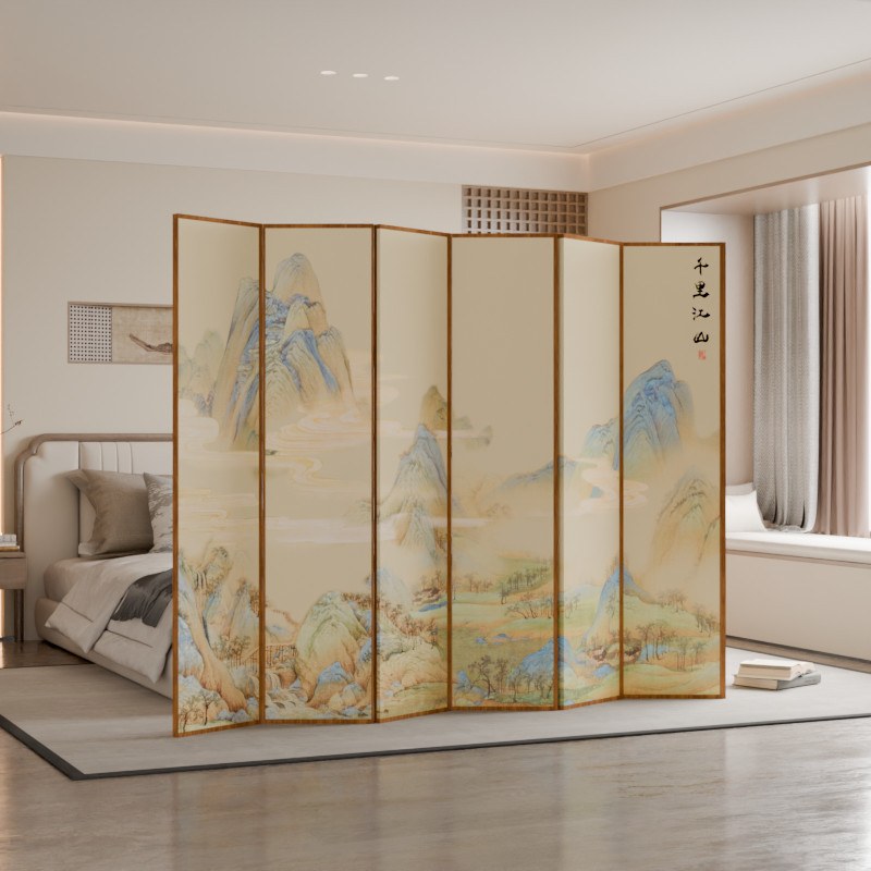 Pantalla de estilo chino sala de estar plegable móvil en el hogar cubierta simple interior moderno habitación de hotel antiguo empujador