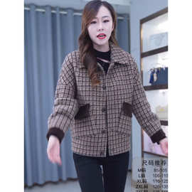 加绒加厚外套女春秋2023年新款韩版英伦风毛呢宽松显瘦休闲小西服