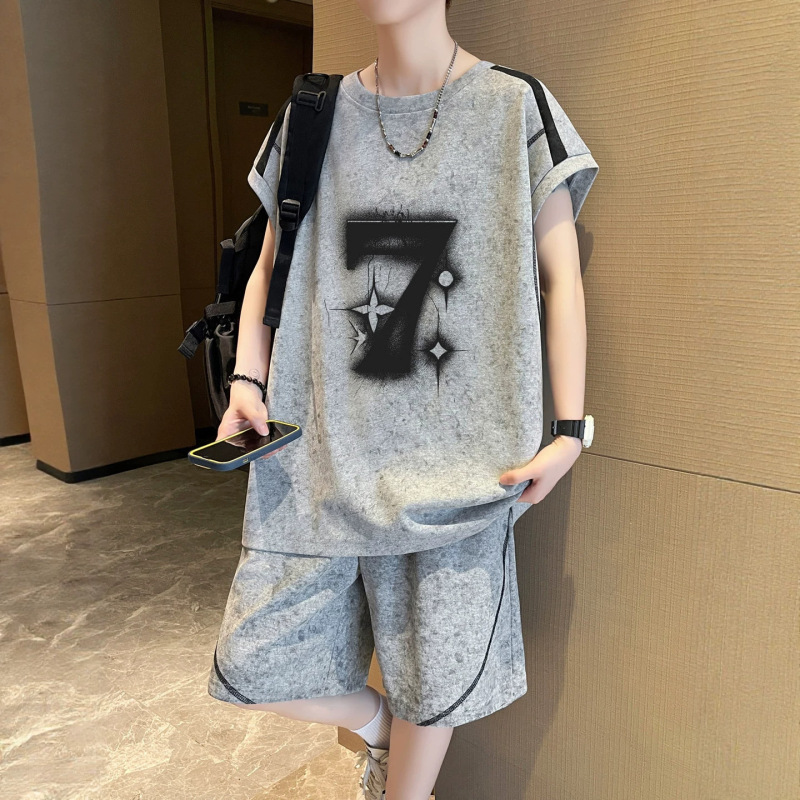 Summer Youth Quick-Drying T-Shirt Boys Ice Silk Vest Shorts Junior High School Students Older Children Casual Sports Suit