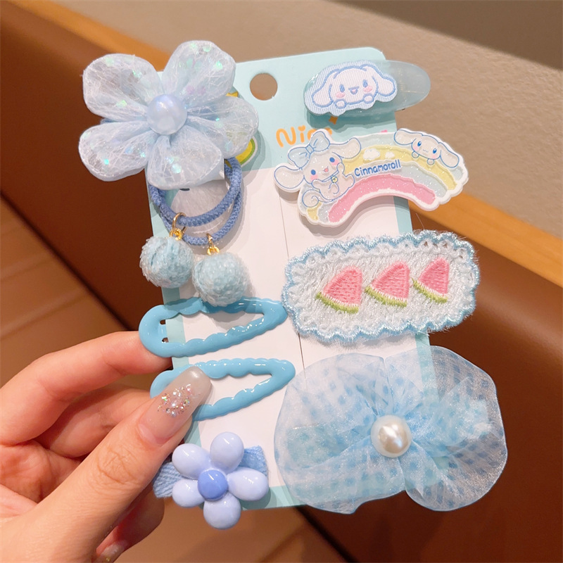 Malla infantil arco flor horquilla linda chica jalea color dibujos animados horquilla flequillos lado pelo roto bb clip