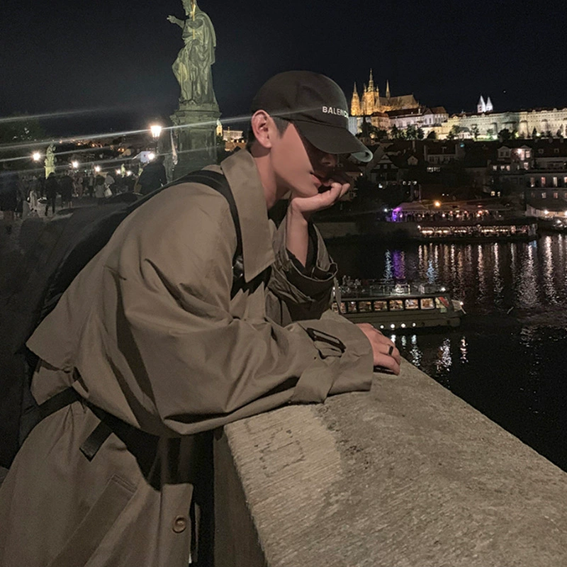 Новое Осеннее мужское универсальное пальто MYQ средней длины, красивая модная Корейская куртка-пальто выше колена