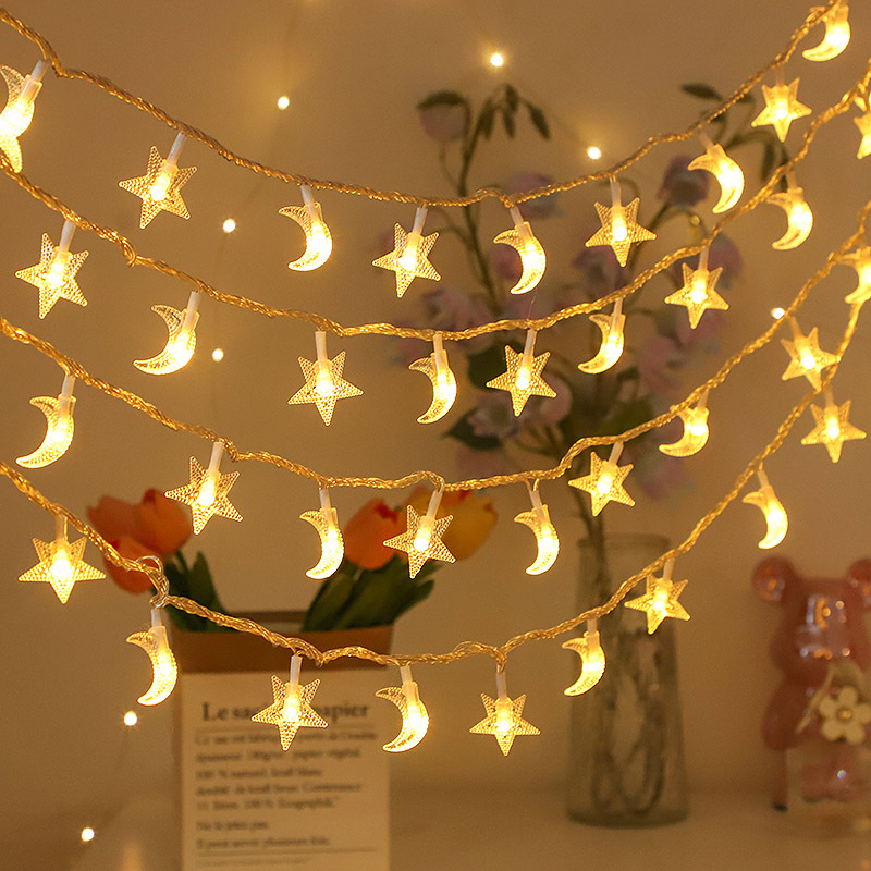 Lámpara solar LED Lámpara de estrella de cadena Lámpara de estrella ins Lámpara de color pequeña Lámpara de decoración de vacaciones de Navidad Lámpara de ambiente de campamento impermeable al aire libre