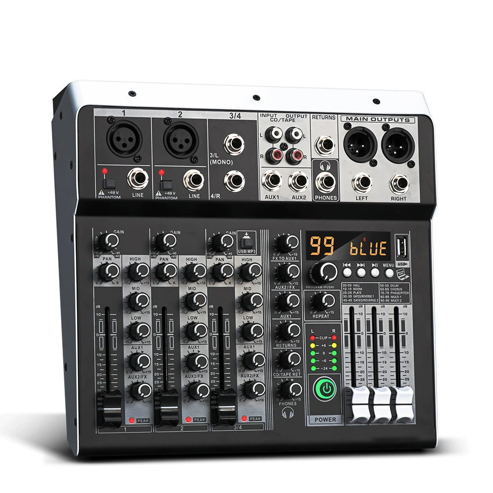 Трансграничный взрыв Bluetooth звуковая карта цифровой небольшой 4-канный микшер профессиональная сцена в прямом эфире USB мини-микшер