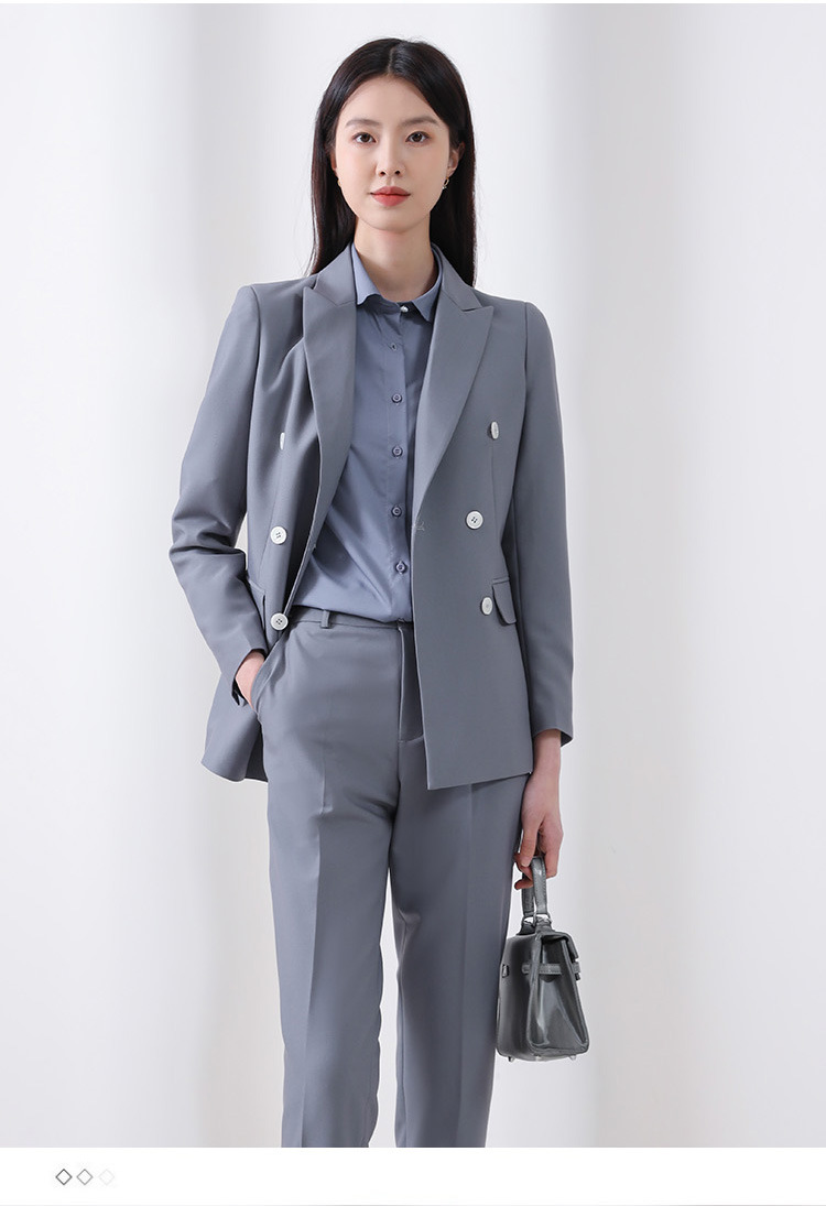Áo vest blazer nữ hai hàng khuy dáng mỏng mùa hè, phong cách công sở cao cấp — Màu đen [quần trên] chi tiết 21