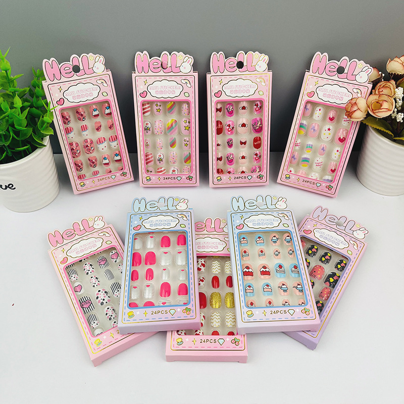 Customized Nail Pieces for Children, Cross-Border Fake Nail Tips, Cute European and American Style Nail Stickers for Girls, Jelly Glue Nail Pieces Customized Nail Pieces for Children, Cross-Border Fake Nail Tips, Cute European and American Style Nail Stickers for Girls, Jelly Glue Nail Pieces