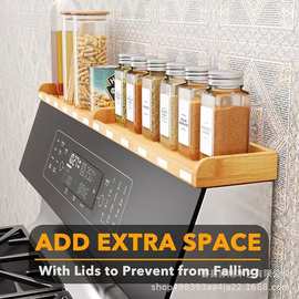 跨境木制炉顶调料收纳架立式厨房香料储物架实木烤箱用品放置架