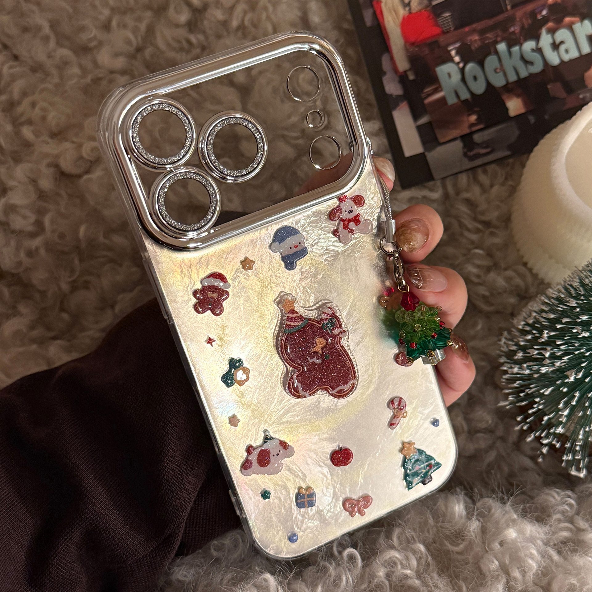 Glitter Gingerbread Man Phone Case For Iphone With Lens Protector_voghion.com