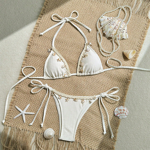 2025 Western and European Shell Strap Bikini for Women Beach and Hot Spring Swimwear