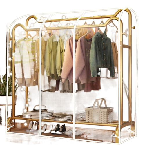 Anti-dust Cover for Floor Stand Clothes Rack, Household Wall-mounted Clothes Rack, Bedroom Clothes Hook Dust Cover, Transparent Clothes Bag Cover