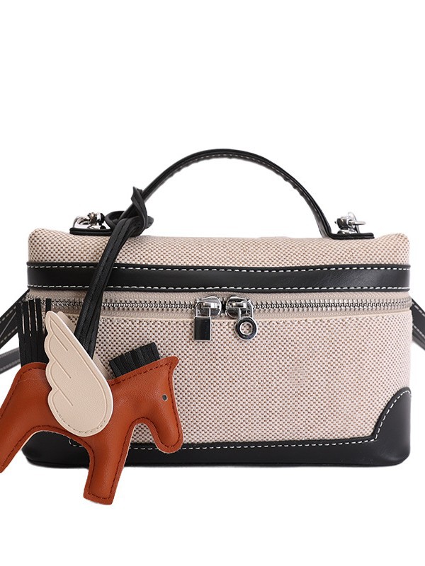 Caja de mano retro europea y americana bolsos pequeños cuadrados para mujeres nuevas ventas calientes de lona transfronteriza color de empalme de hombro único