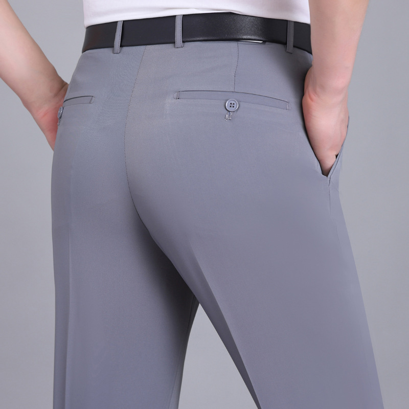 2025 verano nuevo estilo pantalones de hombre, cintura alta fina, pantalones de negocios rectos sueltos, pantalones de papá de mediana edad y ancianos image 20