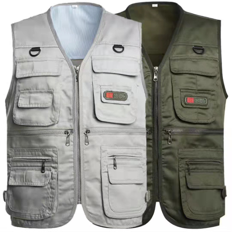 Spring and Summer Mesh Vest Middle-Aged Fishing Four-Season Multi-Pocket Vest Men's Spring and Autumn Casual Tactical Vest Dropshipping