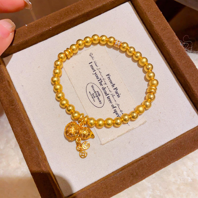 Pulsera de calabaza de moneda de cobre de circón, lujo ligero, sentido de alta gama, nueva pulsera retro china, pulsera, joyería de todo fósforo de nicho al por mayor