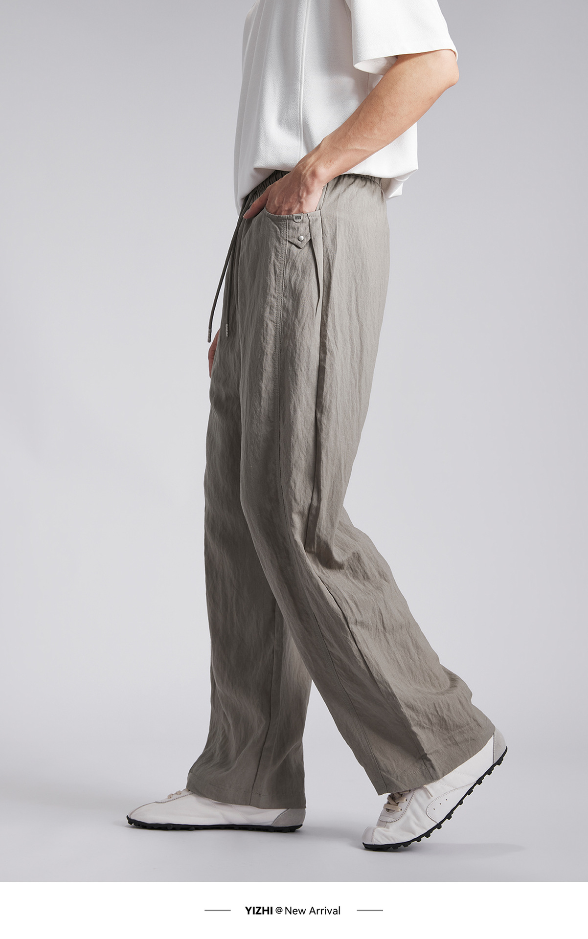 Quần dài nam ống rộng chất liệu linen phong cách thư giãn — đen chi tiết 14
