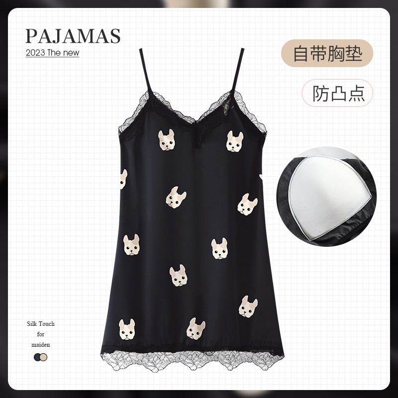 男性と女性のための黒のカップルパジャマ夏のアイスシルク半袖ショーツ模擬シルククールな夏のホーム服春と秋のスタイル|undefined
