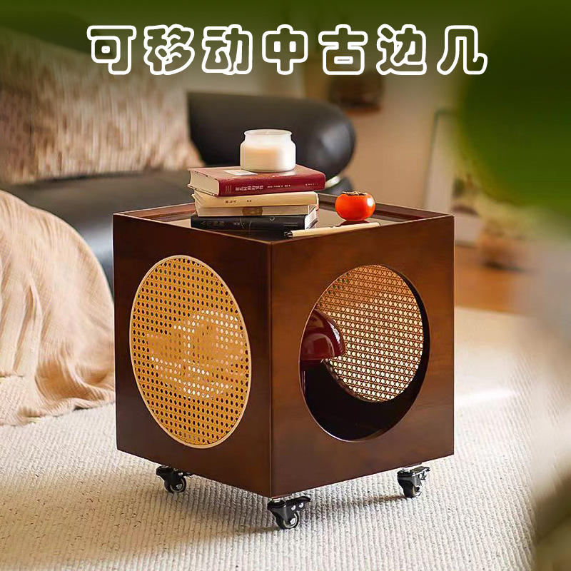 Middle Ancient Removable Coffee Table Minimalist High-end Cart Sofa Bedside Solid Wood French-style Side Table Living Room Table