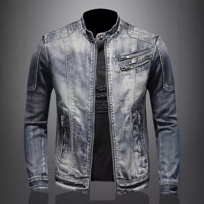 Marvel Venom Denim Jacket for Men, Stylish Slim Fit Stand Collar Zipper Work Jacket, Biker Jacket, Casual and Versatile