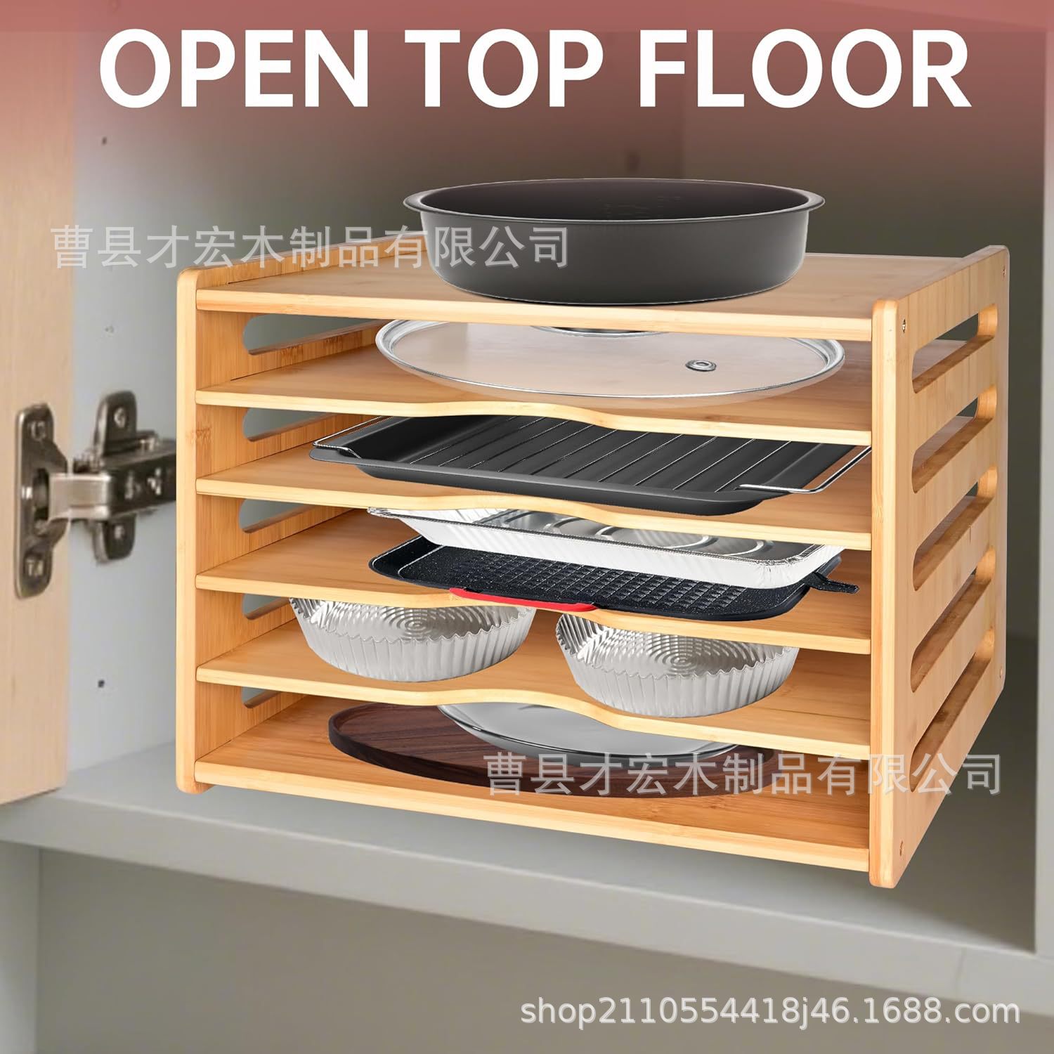 Wholesale Cross-Border Wooden Pallet Barbecue Shop Baking Pan Lid Storage Rack Kitchen Vertical Tray Storage Rack