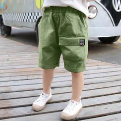 Boys' Summer Shorts, Thin and Loose Fashion Trendy Kids Five-Pocket Pants Children's Summer Middle Pants Baby Korean Version Stylish Work Pants
