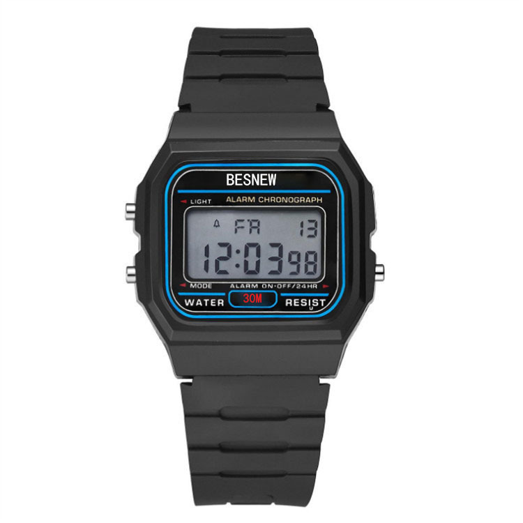 comercio exterior transfronterizo impermeable pequeño reloj electrónico cuadrado reloj electrónico de estudiantes de luz nocturna F91W correa de acero A159W moda