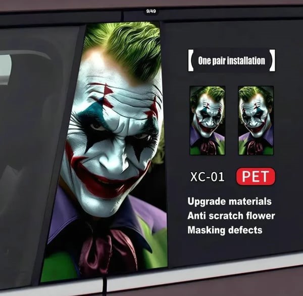 Car center pillar sticker A pillar Nezha 2 clown decorative sticker car window B pillar protective film black Wukong painted Meidu