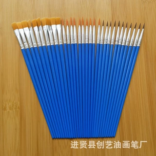 塑料杆尼龙笔刷平头尖头丙烯画笔搪胶石膏彩绘笔数字油画颜料笔