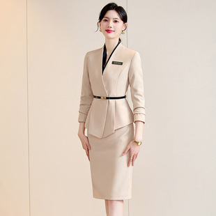 Jewelry Store Gold Shop Beauty Work Clothes Set Skirt Two-piece Women's Autumn and Winter Hotel Front Desk Etiquette Reception Welcome Clothes