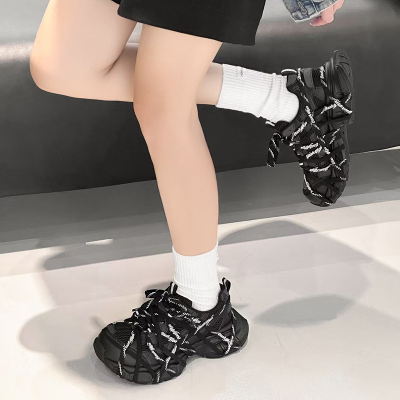 老爹鞋女2025秋季新款脏脏鞋运动鞋松糕厚底增高绑带小众休闲鞋女|undefined