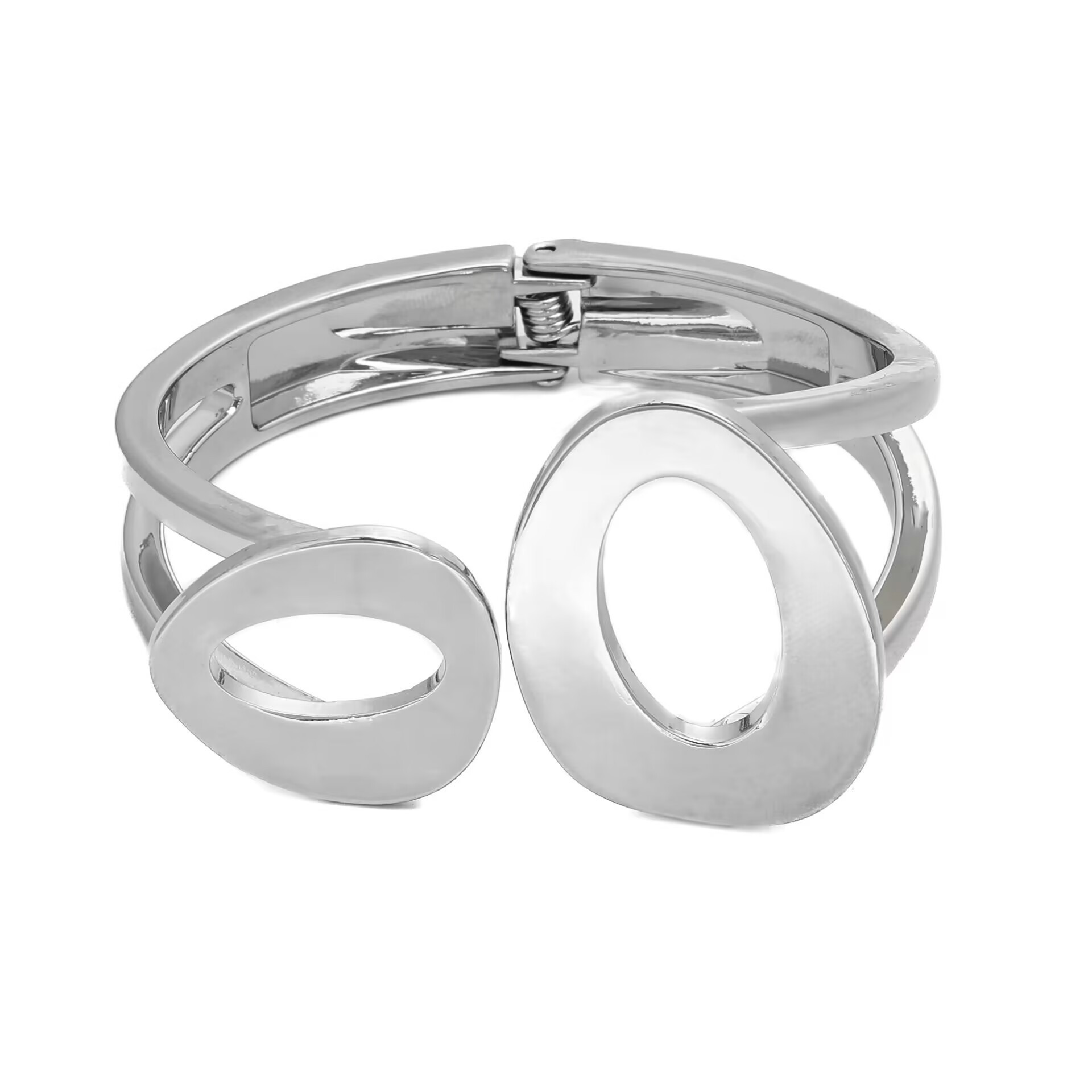 Joyería popular transfronteriza europea y americana, simple y moderna, pulsera de metal hueca de borde ancho, única y llamativa.
