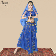 2025印度舞蹈演出服民族装成人女肚皮舞新疆舞演出服短袖长裙套装