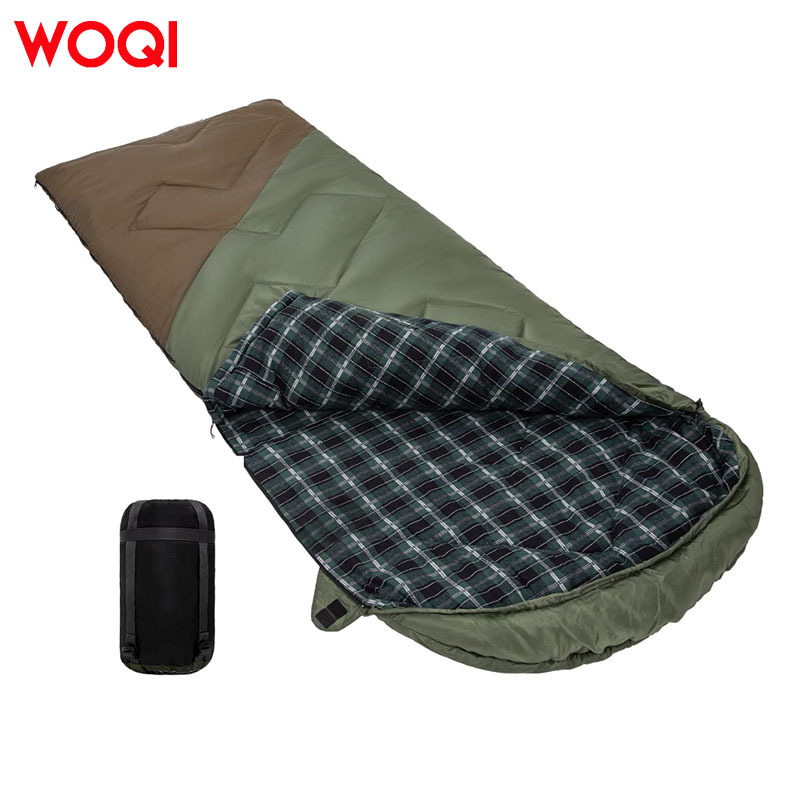 압축 가방이 포함된 WOQI 크고 높은 플란넬 침낭 휴대용 방수 야외 캠핑 장비