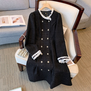 60.00 kg-175.00 kg plus size women's clothing small style long sleeve dress chubby girl mid-length dress temperament 2024 autumn and winter new
