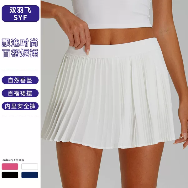 Outdoor Leisure Sports Pleated Tennis Skirt Women's New Breathable Design Irregular Skirt Yoga Sports Skirt
