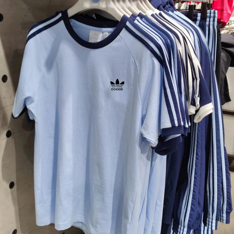 三叶草刺绣LOGO短袖T恤女圆领半袖上衣男夏季纯棉衣服套头衫体恤|undefined