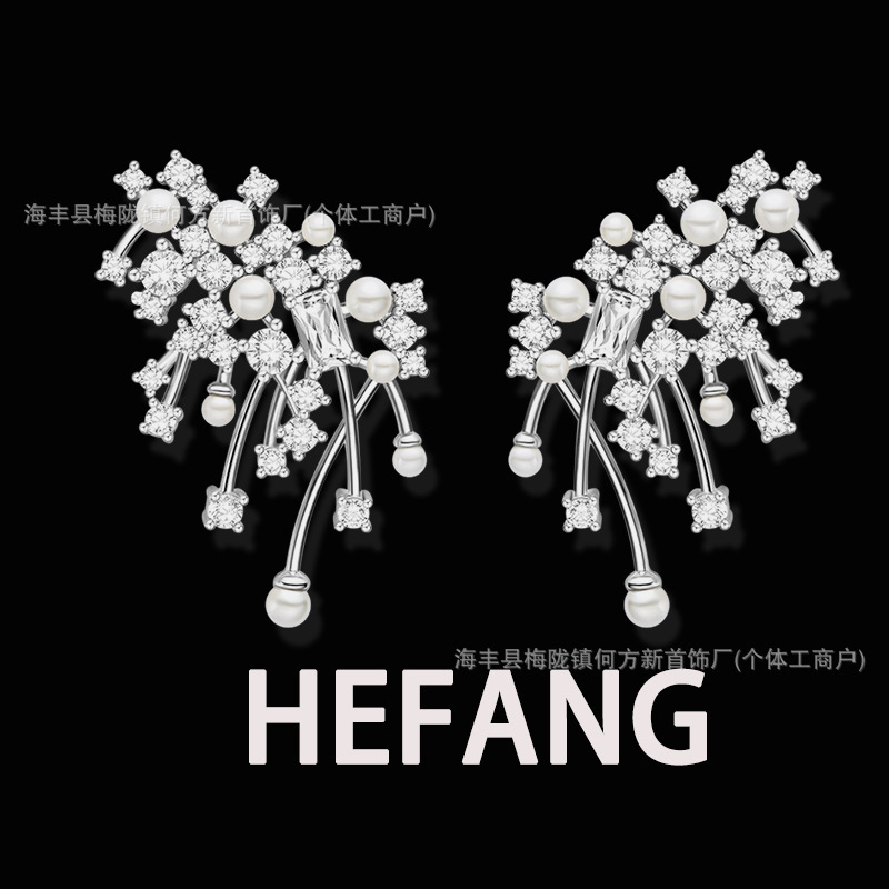Hefang He Fang Brilliant Nebula Earrings Women's Light Luxury Small Nebula Ear Clip Earrings Accessories High-End Jewelry Earrings
