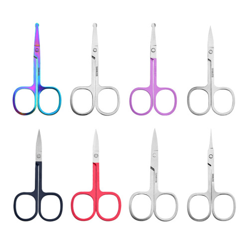 Beautician Scissors Round Tip Sharp Tip Scissors Stainless Steel Eyebrow Scissors Nose Hair Scissors Multi-purpose Beauty Tool Safety Small Scissors