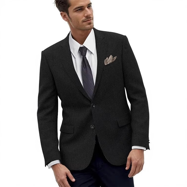 Vintage Herringbone Men's Suit Jacket Tweed Slim Fit Sports Coat Prom Business Suit Casual Jacket