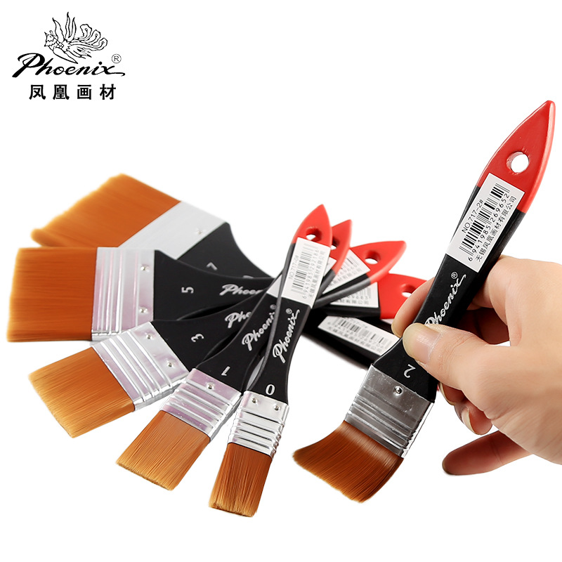 凤凰油画刷717尼龙画笔刷短杆软毛板刷底纹刷排刷水粉油画铺底刷